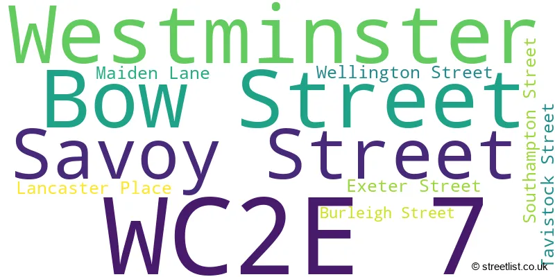 A word cloud for the WC2E 7 postcode